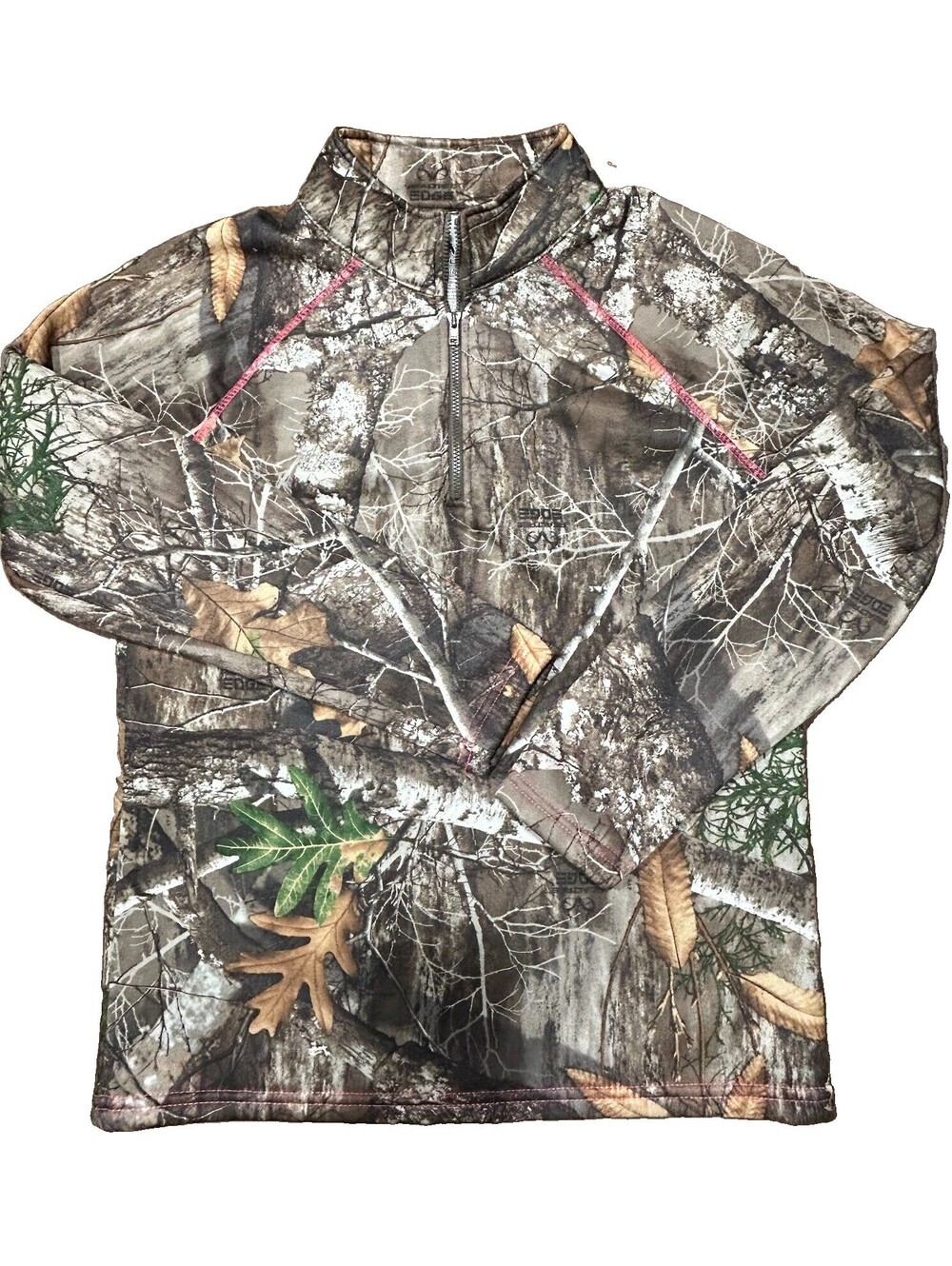 Realtree Edge Women’s Camo Fleece Quarter Zip Pullover Size M Hunting Pink